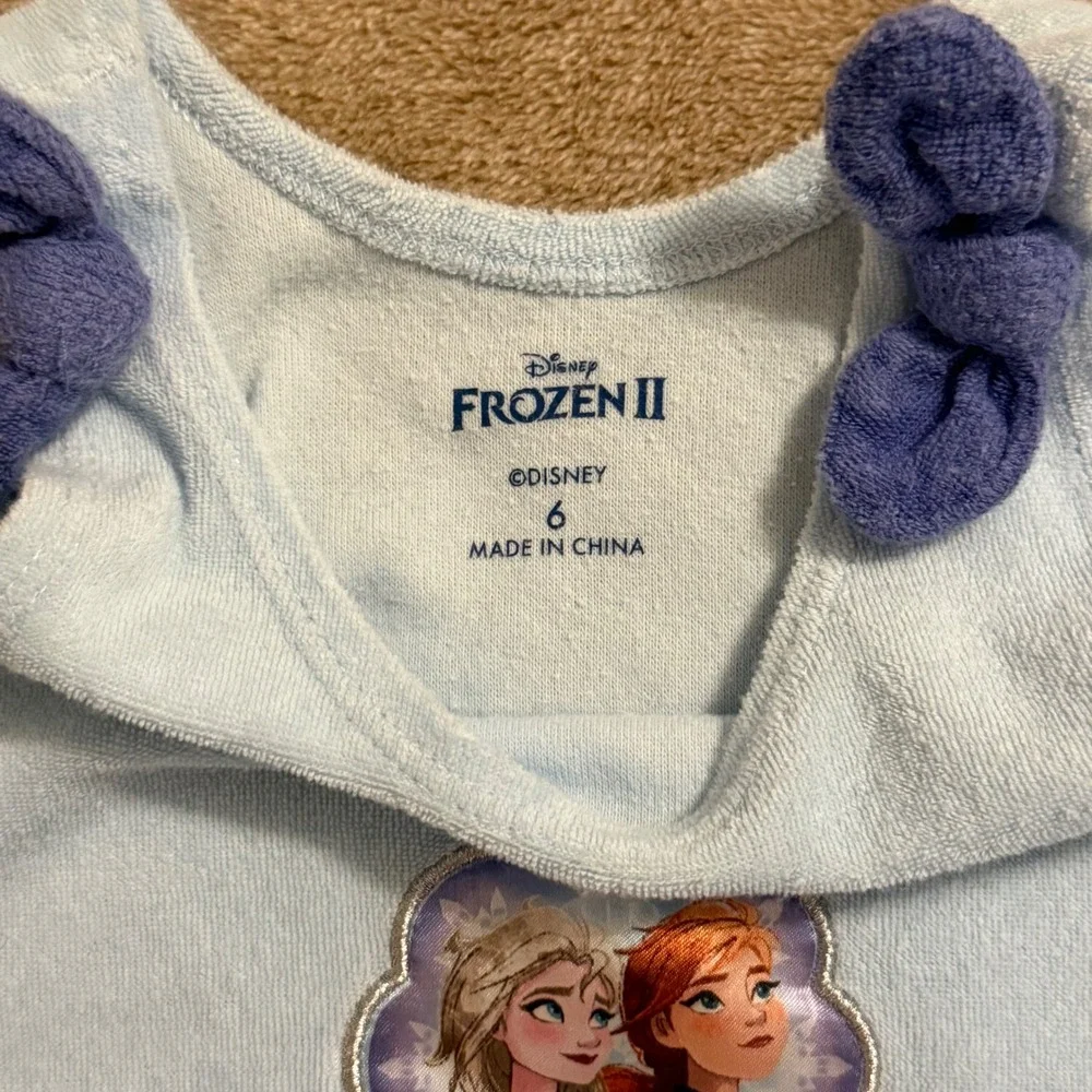 Disney Frozen 2 Elsa Anna Girls Blue Terry Cloth Swim Cover Up Dress Size 6